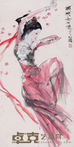 《舞春风》 林墉 133×66cm 1989年 设色纸本