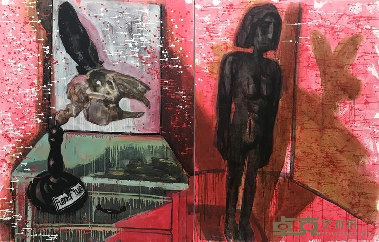 《粉红房间》 陈曦 195x300cm 2019年 布面丙烯