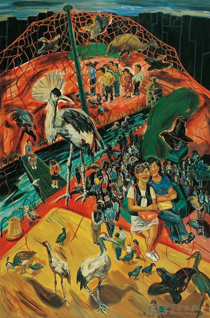 《百鸟园》 陈曦 300x200cm 1997年 布面油画