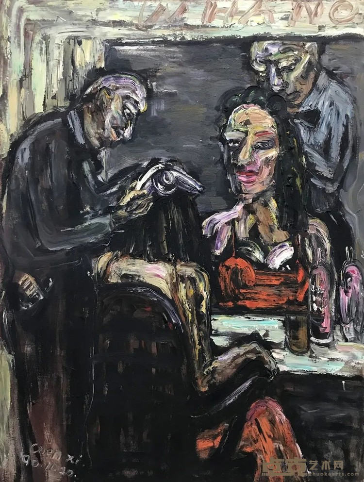 《美发屋》 陈曦 145x110cm 1990年 布面油画