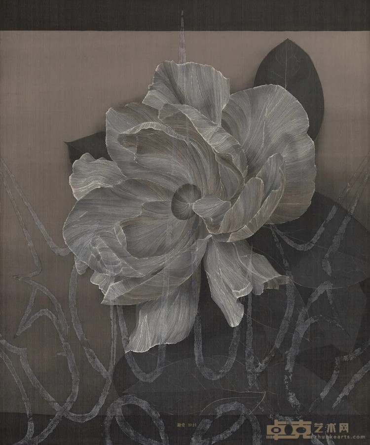 《夜间的异象》 谢爱 52x62cm 2020年 绢本设色
