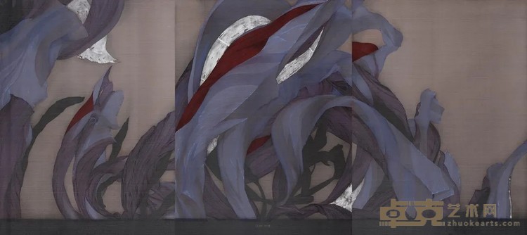 《焚烧的灵》 谢爱 80x180cm 2021年 绢本设色