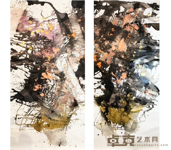 《磁力盆景》 黑林馆藏 高205×宽105cm（左右） 2020年 布面丙烯
