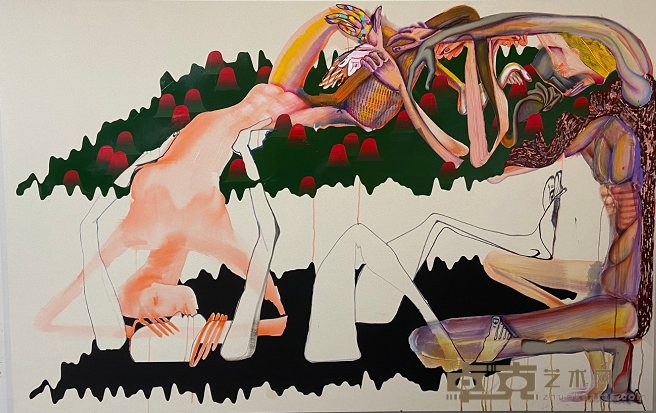 《Yew Don't Wanna Pick From My Apple Tree》 克里斯蒂娜·夸尔斯 218.4x139.7x5.1cm 2021年 Acrylic on Canvas