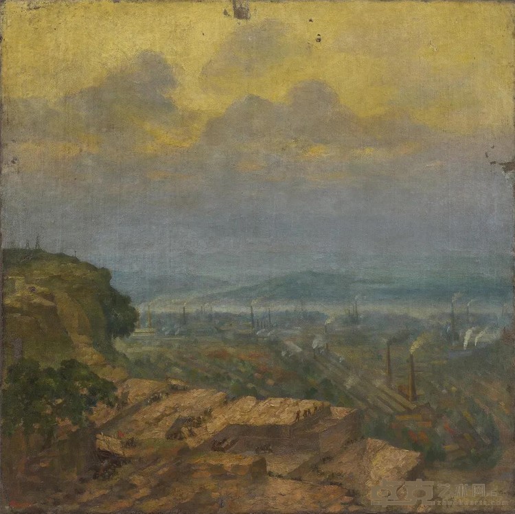 《山区工厂》 刘艺斯 100x102cm 1954年 布面油画