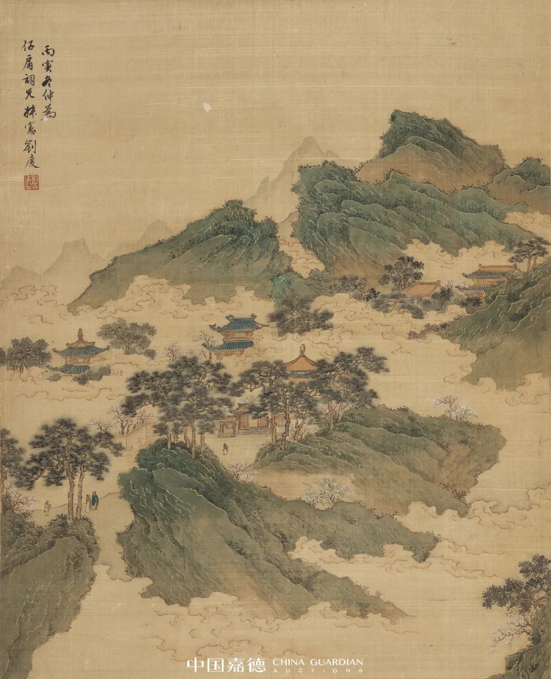 lot 2093 刘度 仙山楼阁图 绢本 立轴 65×52cm