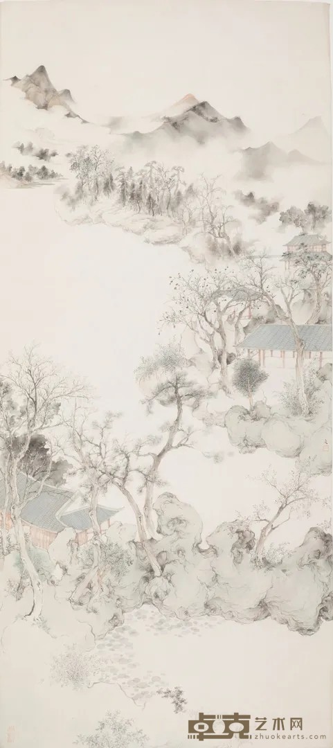 《夏园深秀》 郑文 200x89.5cm 2020年 绢本设色