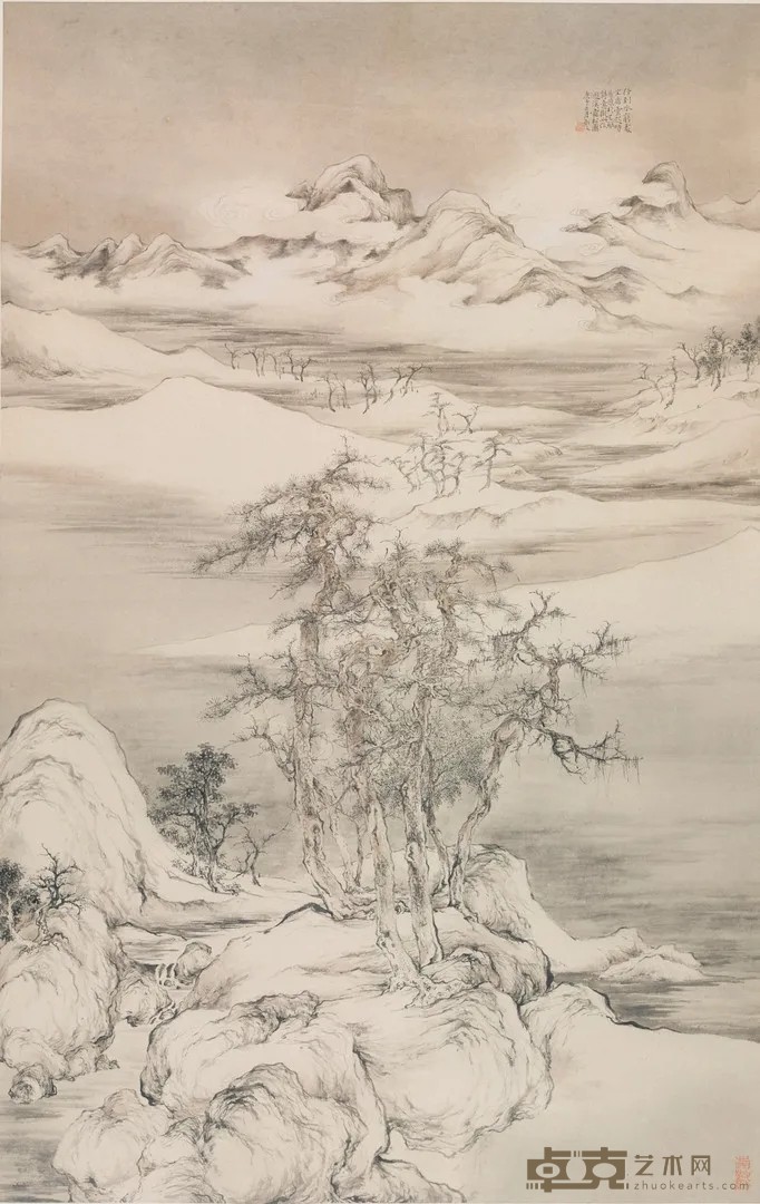 《迥溪霜松图》 郑文 160x96cm 2020年 纸本设色