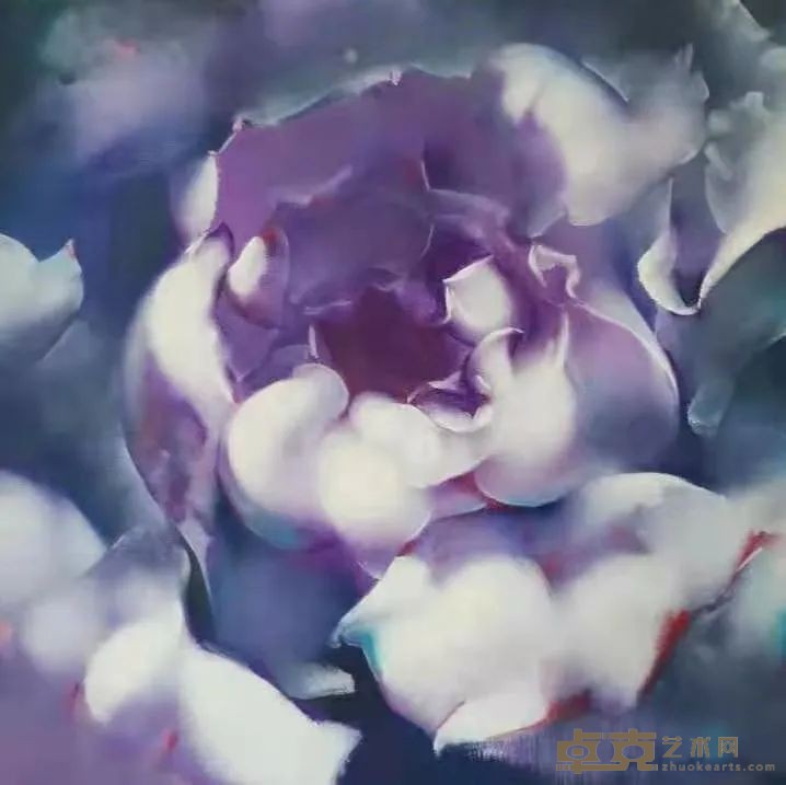 《紫色大花》 罗发辉 80x80cm 布面油画