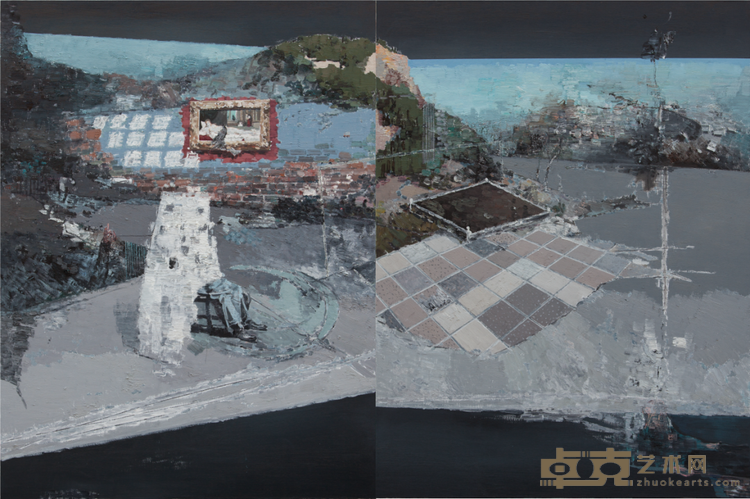 《抹掉重来》 李昌龙 150x200cmx2 2013年 布面油画