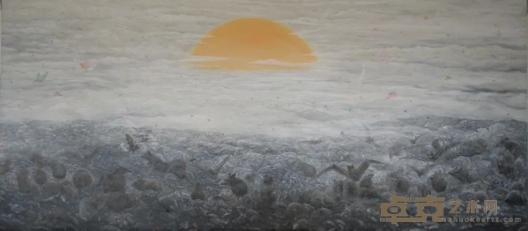 《2011.3.10》 方力钧 120x270cm 2011年 布面油画