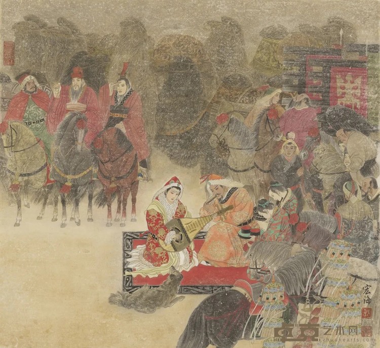 《昭君出塞图》 戴宏海 42x45cm 2006年 纸本设色