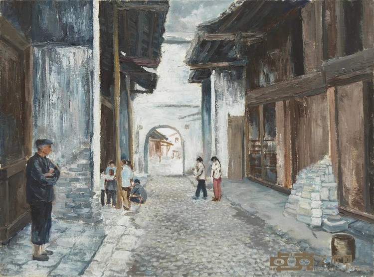 《桂林古镇大圩（之二）》 梁运清 60×81cm 1976年 布面油彩