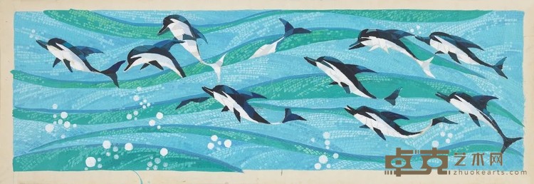 《冲刺壁画稿》 梁运清 31×90cm 1990年 纸本水粉