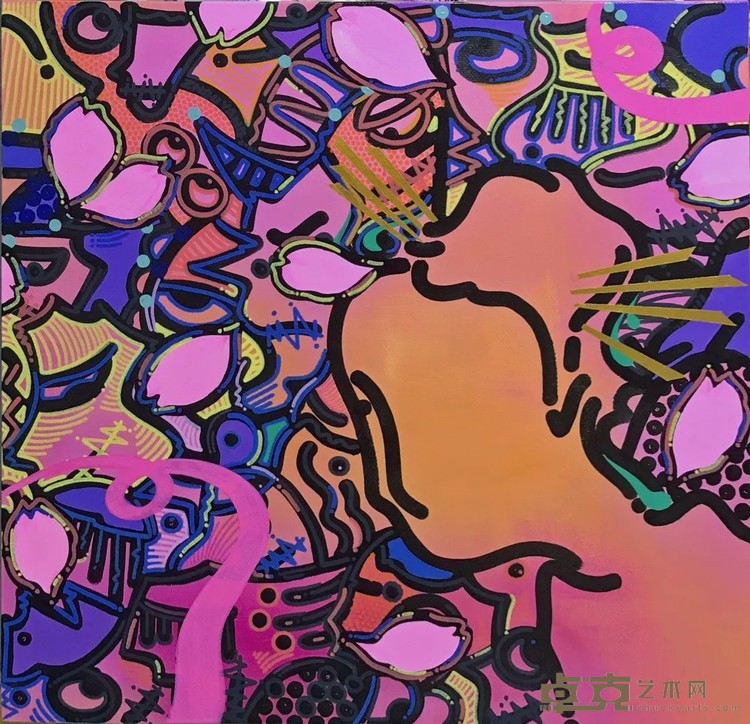 《樱》 周扬 60×60cm 2021年 布面丙烯