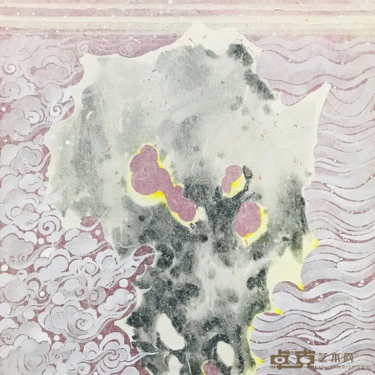 《水逝云飞》 周扬 60×60cm 2019年 布面油彩、丙烯、宣纸