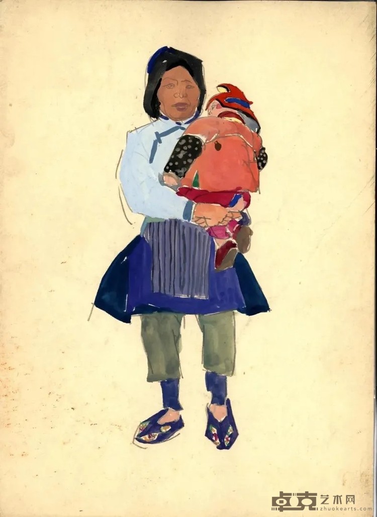 《水乡的记忆》创作素材之1 袁运生 26.4×19cm 1962年 纸本水彩