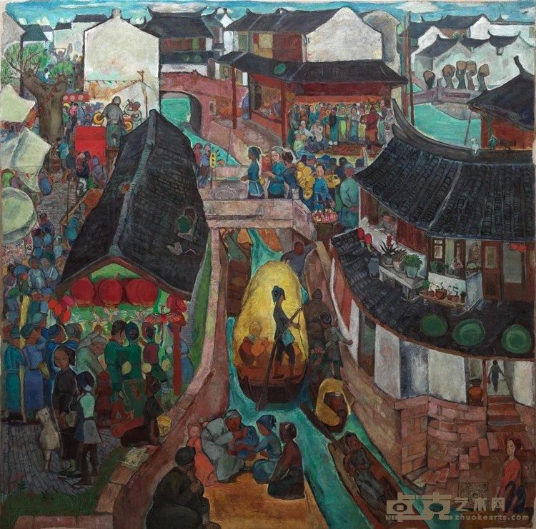 《水乡的记忆》（2020年修复后） 袁运生 243×245cm 1962年 布面油彩