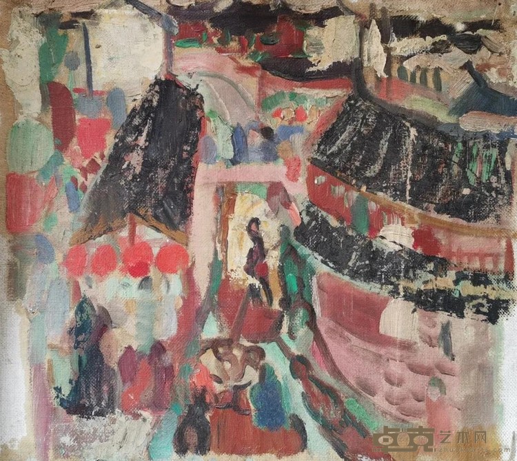 《水乡的记忆》油画小稿 袁运生 23×29cm 1962年 布面油彩
