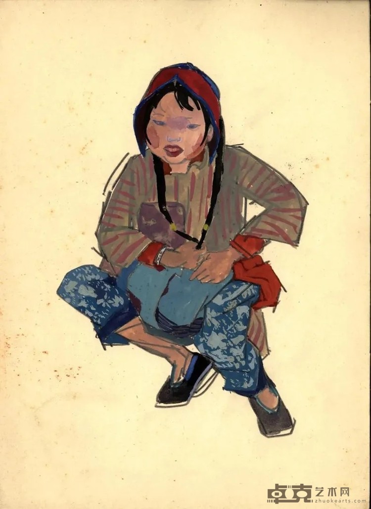 《水乡的记忆》创作素材之5 袁运生 26.4×19.1cm 1962年 纸本水彩