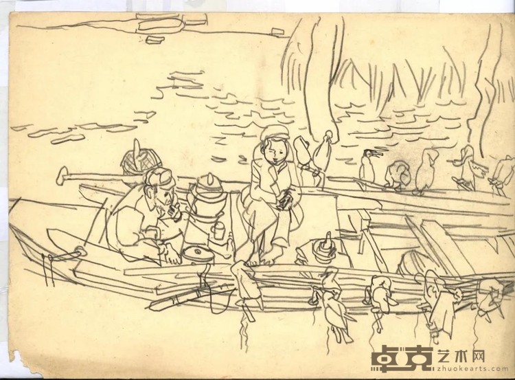 《水乡的记忆》创作素材之36 袁运生 19.1×26.4cm 1962年 纸本铅笔