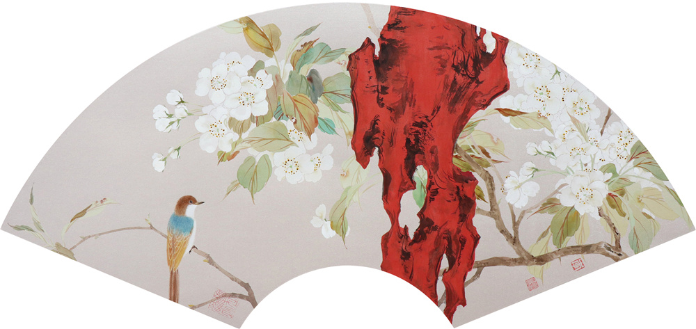 17《梨花山雀图》 66×33cm 2020年 卡纸