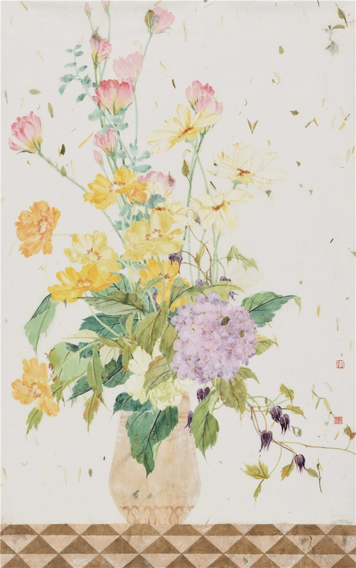 12《瓶花》66×45cm 2020年 纸本