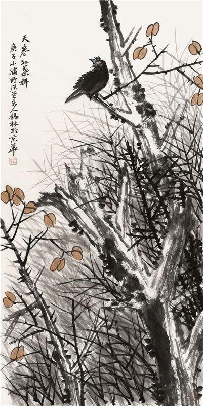 《天寒红叶稀》138×68cm