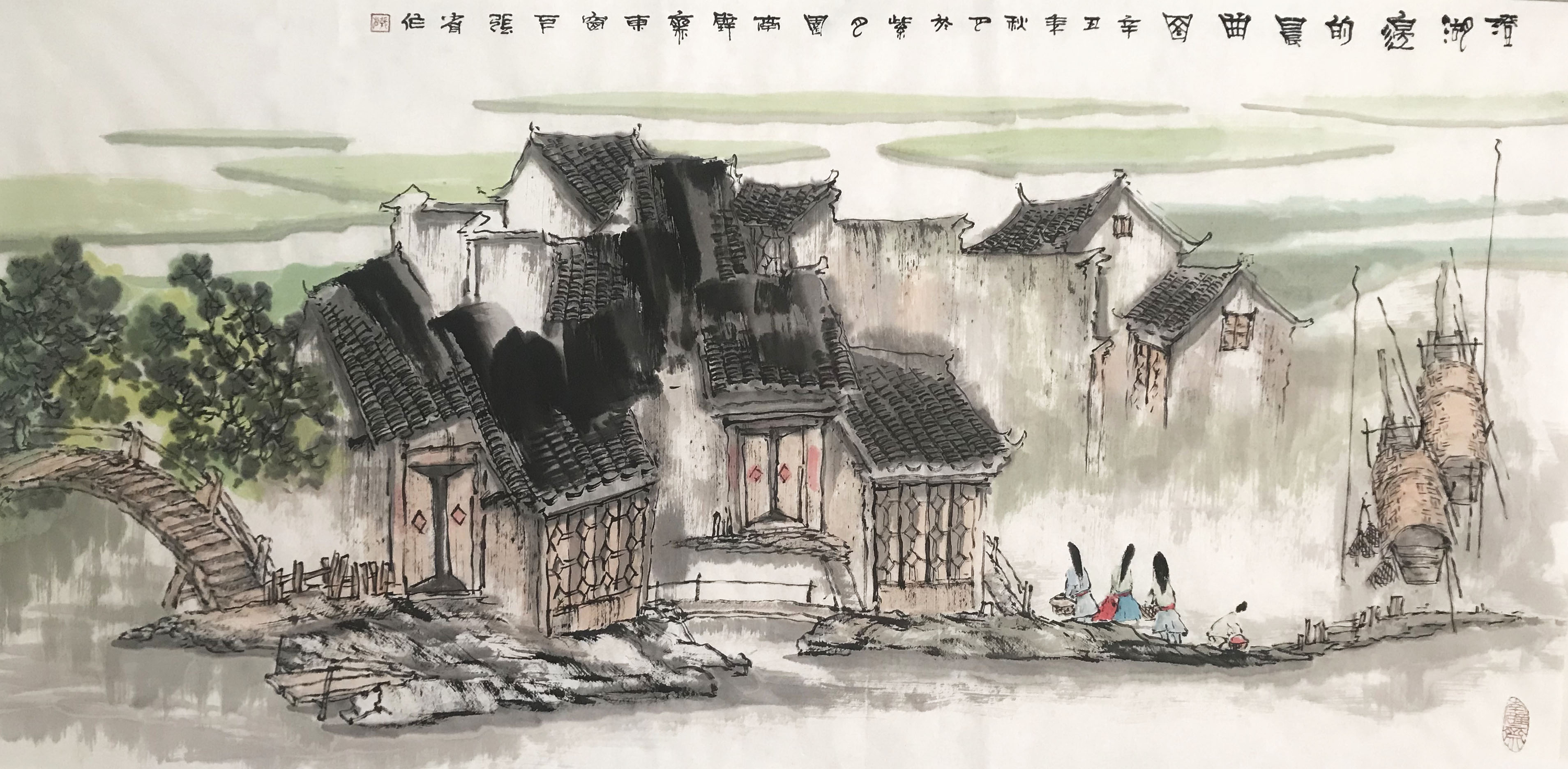 澄湖边的晨曲图136X68CM136X68CM