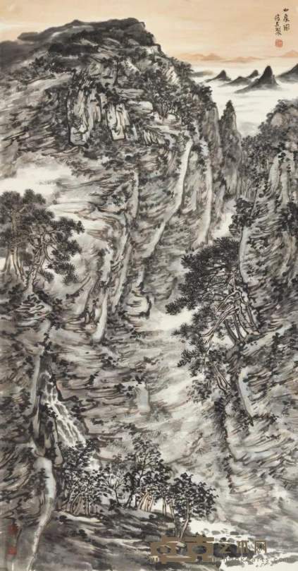 《山泉图》 霍俊其 97×180cm 2015年