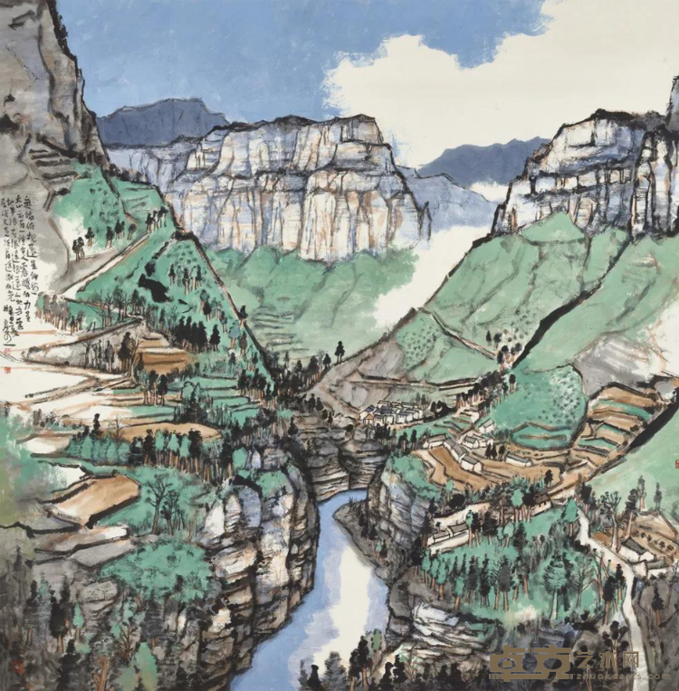 《大山太行穽底村》 林容生 200×200cm 2021年
