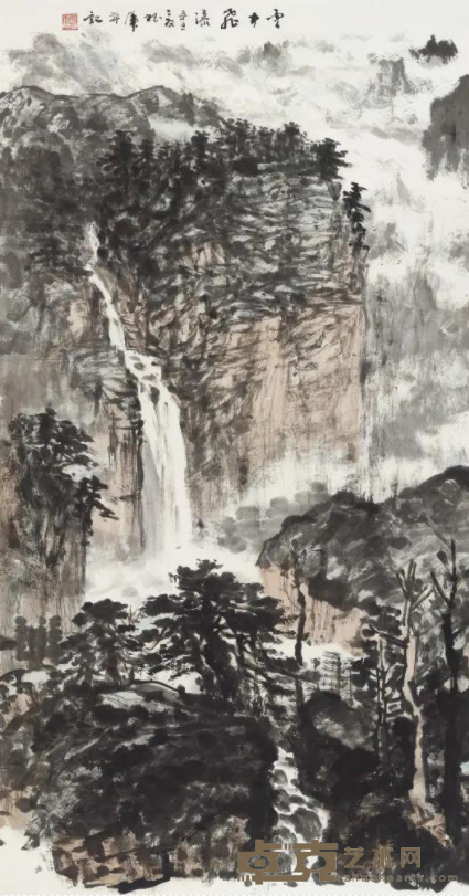 《雲中飞瀑》 张根虎 180×97cm 2021年
