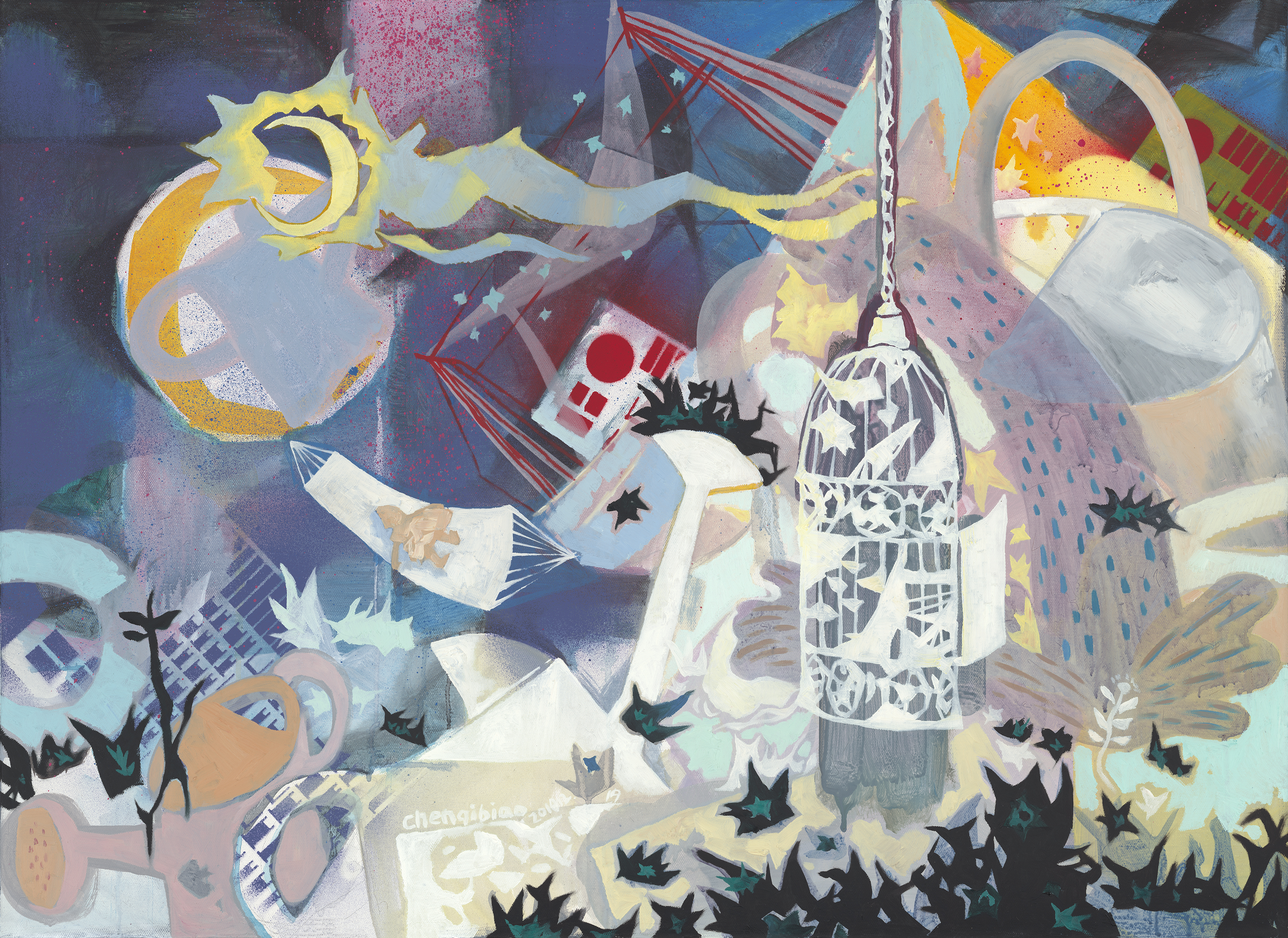 渔船与花洒的故事110x80cm