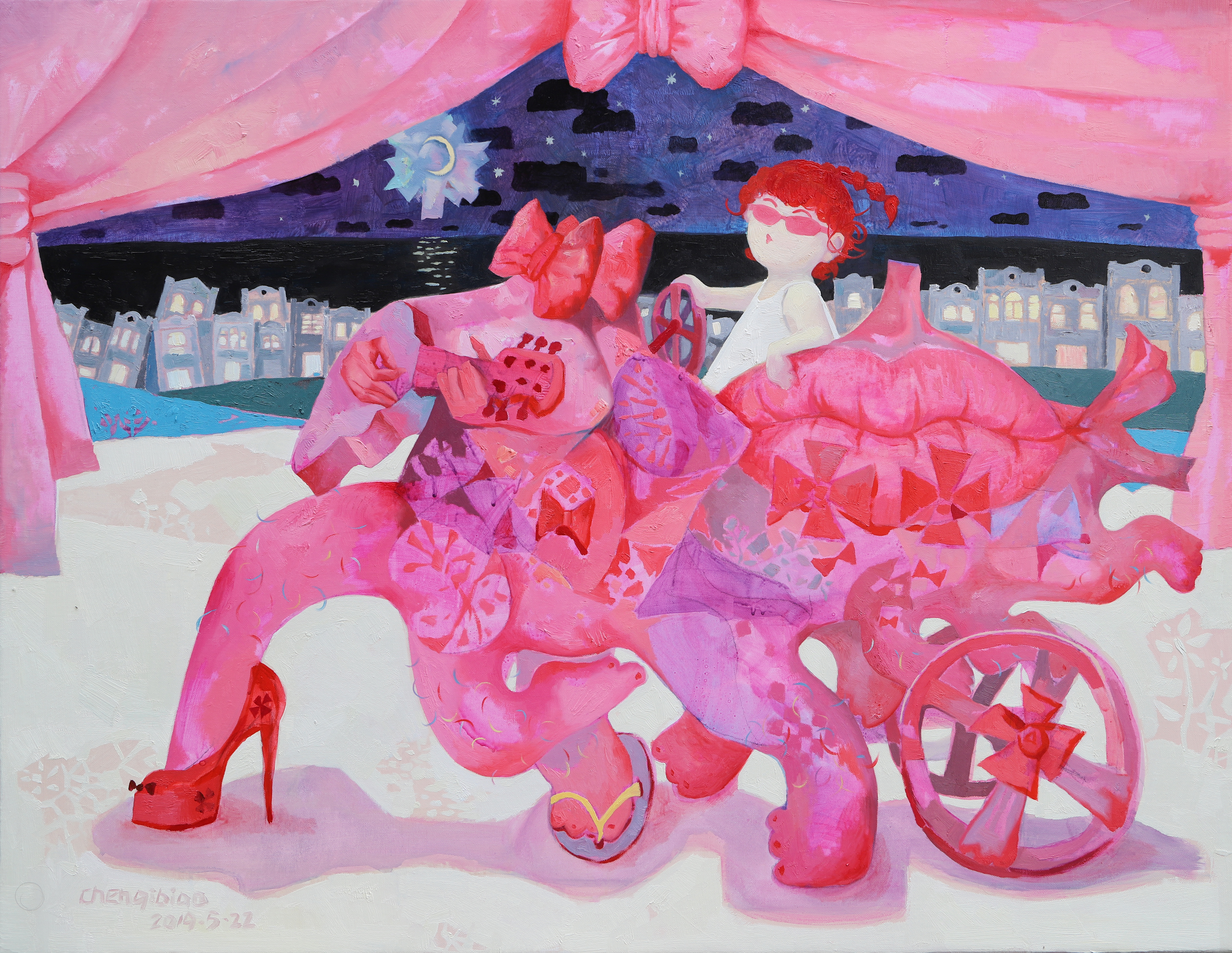 夜游北海街90x70cm