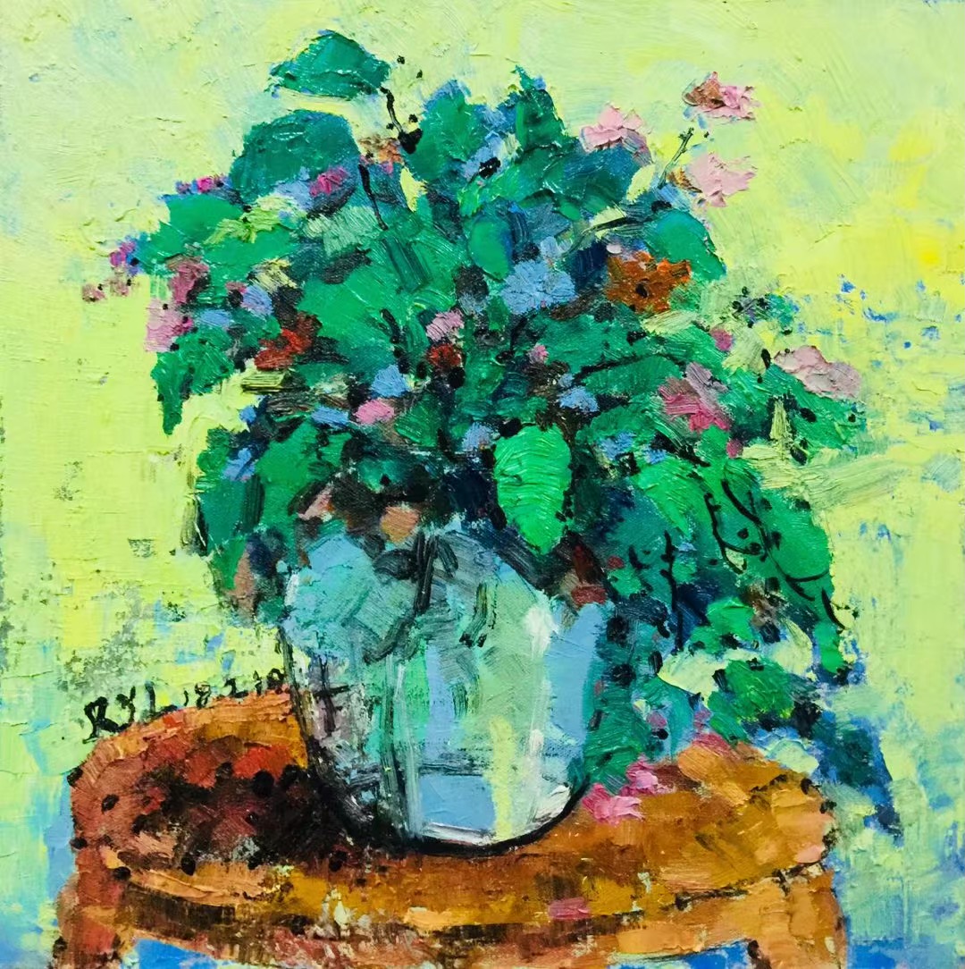 《圆凳子上的花》30*30