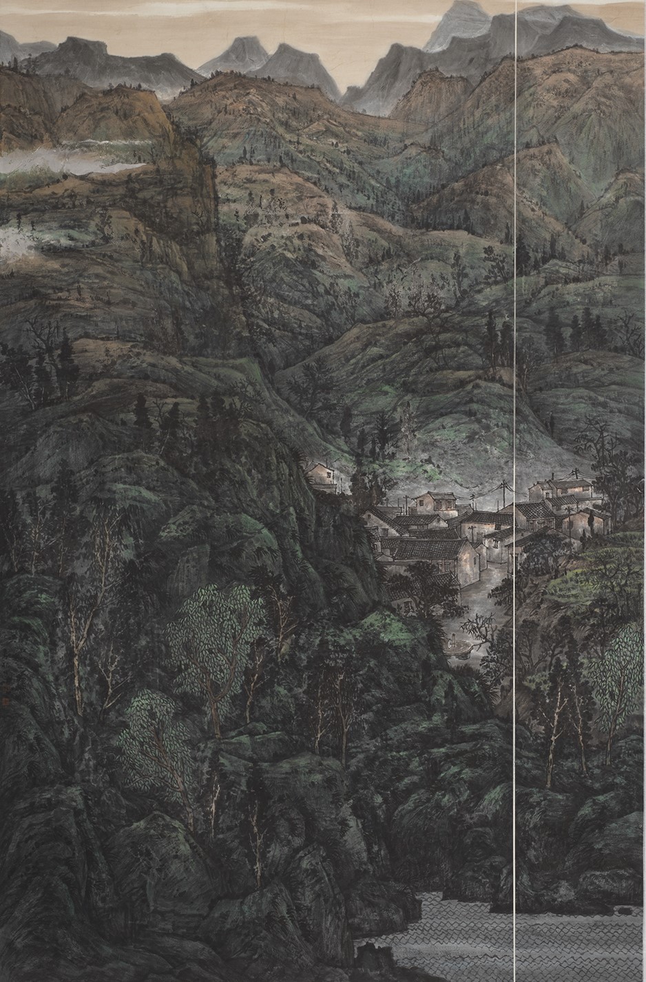 9太行人家-邱壽根-中國畫-216 x160cm-2022年-中國