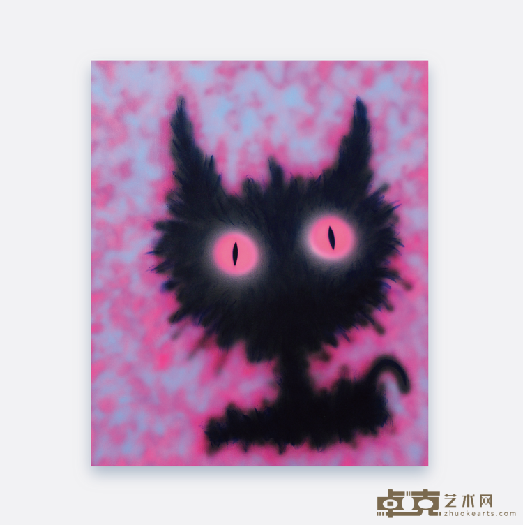 Untitled(Black Cat)，Vasken Mardikian, 2023，100x120cm，Acrylic and spray paint on canvas.png