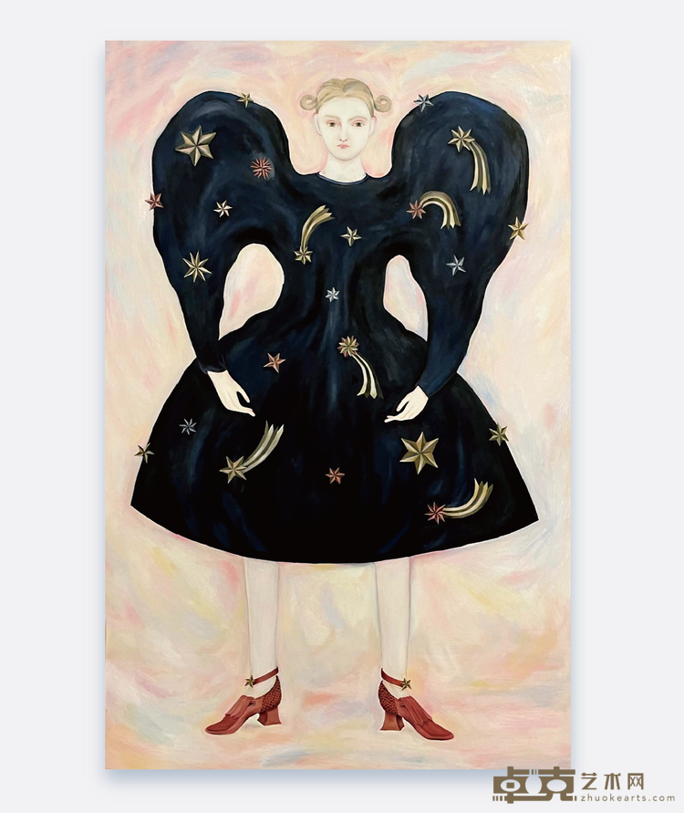 What to wear when you are over the moon but have some fears，Frida Wannerberger, 2021，Oil on canvas，160x100cm.png