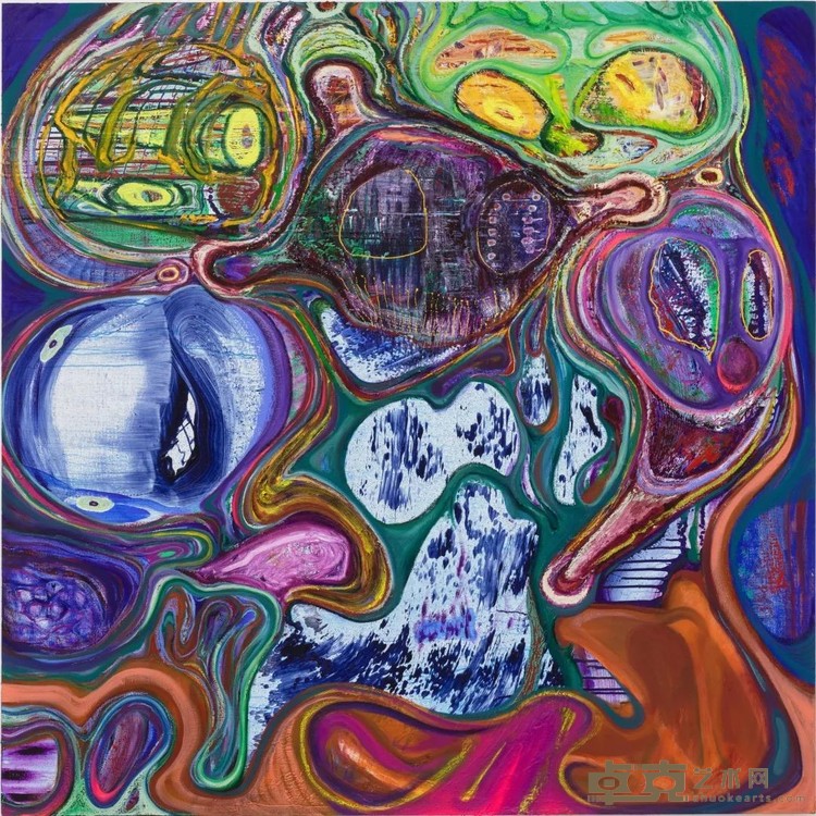张季 三飞盆栽，五脑妖树 29022 布面丙烯、油画200×200cm.jpg