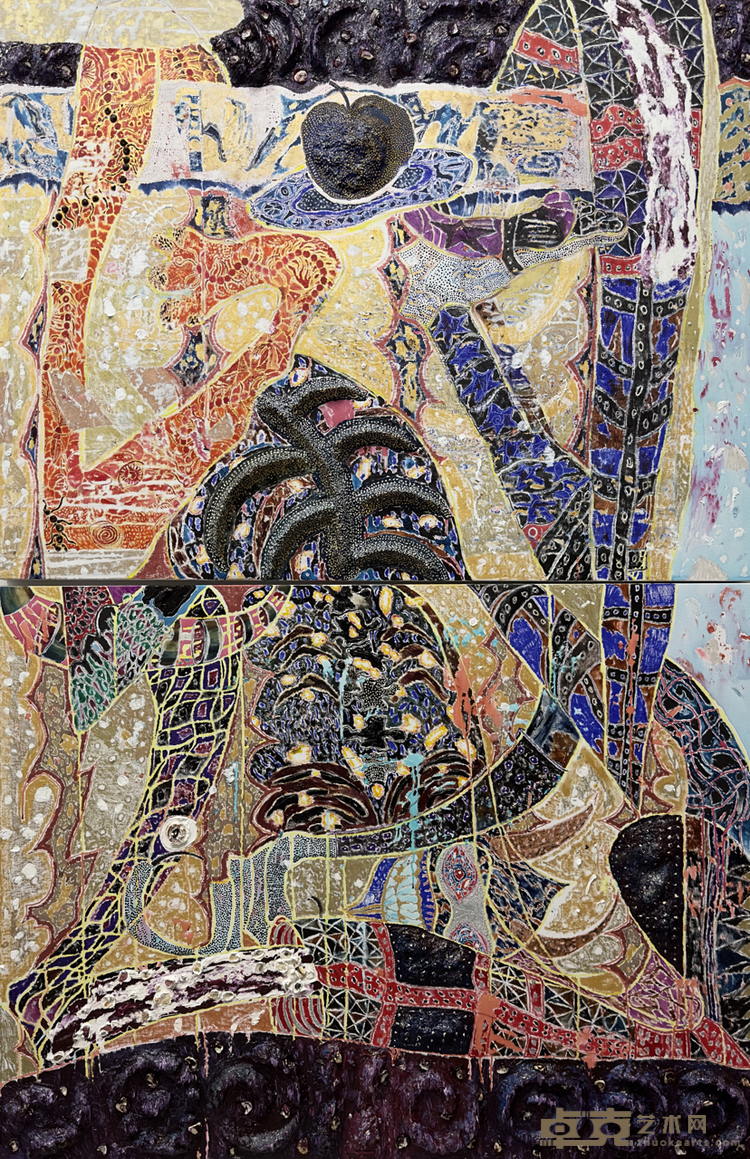 文爵，《超体》，布面木板油画，228 × 149 cm（114 × 149 cm × 2），2023.png