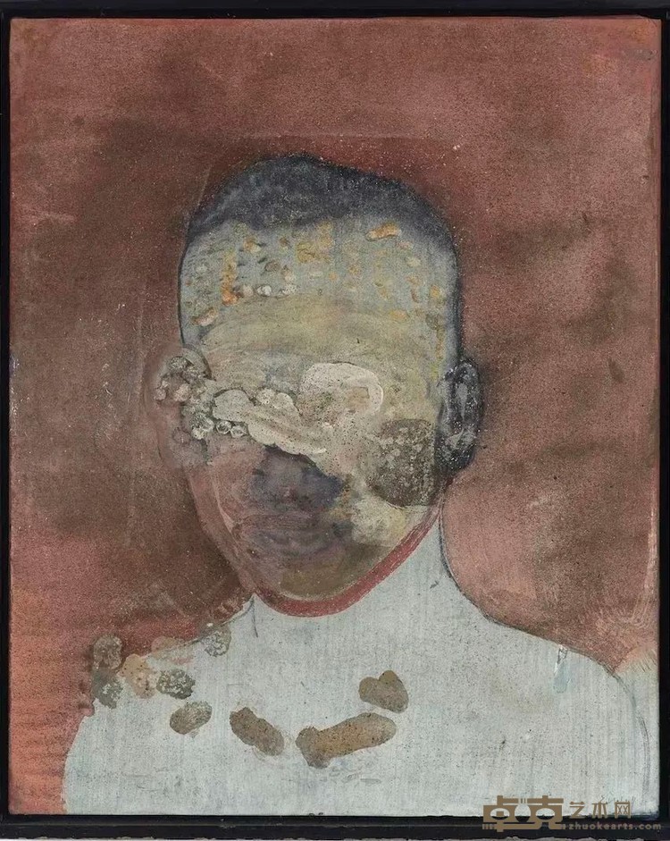 《面孔 01、10》双面画 正面。丙烯、碳粉、泥土、帆布、木板 55×44.5cm.jpg