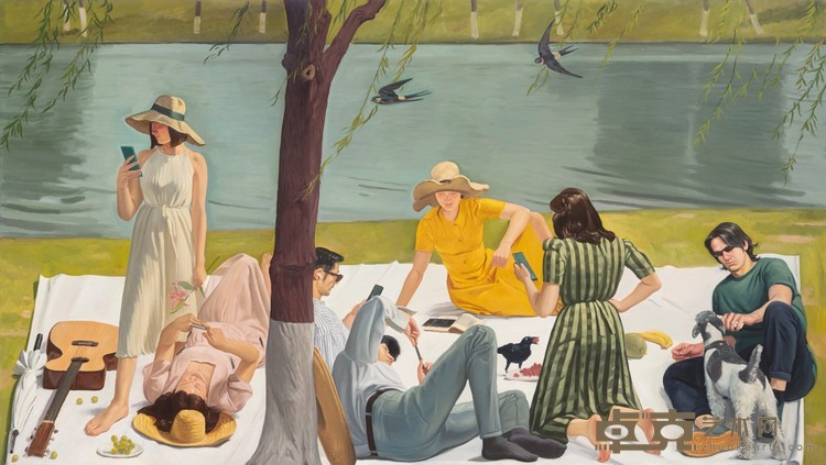 《聚众独处》，布面油画，180 × 320 cm，2023.jpg