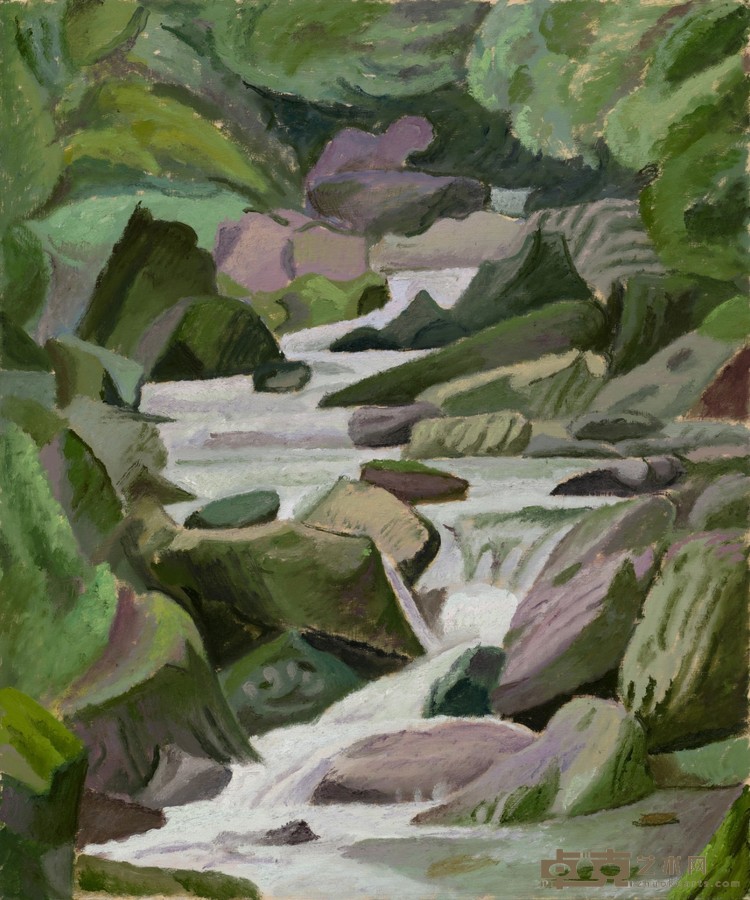《石间溪流·之三》，木板油画，60 x 50 cm，2023.jpg