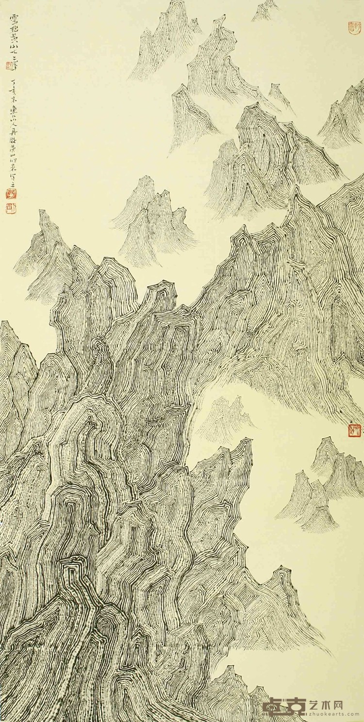 19-1雷刚《云抱黄山》，纸本水墨， 134×63cm，2008年.jpg