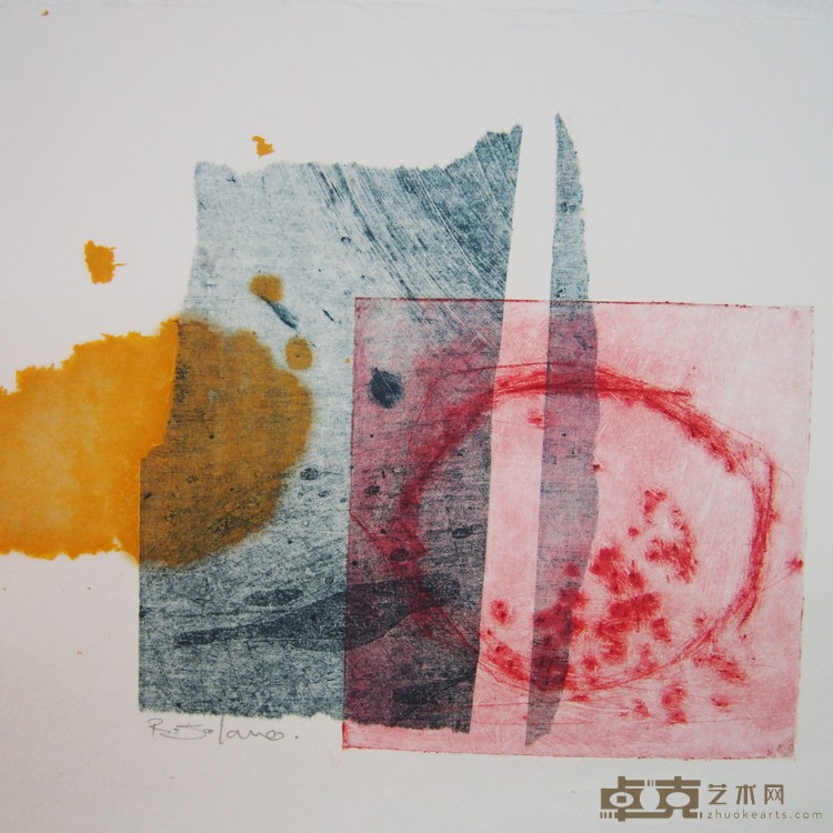 Rosa Solano《结构与沉默之一 Essence and Silence I》蚀刻版画（独版） Etiching drypoint_single edition_ 20x20cm 2023