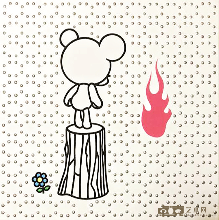 井口 真吾Shingo IGUCHI_VANROGH_ROSE FIRE 班洛赫与玫瑰火焰_Acrylics on Canvas, Mineral Pigments_40×40cm_2021