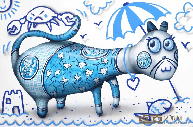 赛巴斯汀 · 休默顿《暴躁的猫》 120.0×80.0×3.0cm | 布面丙烯 | 2003