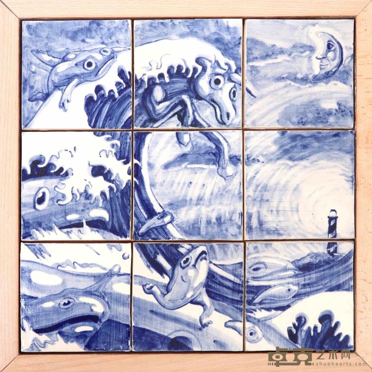 赛巴斯汀 · 休默顿《蓝色的梦》  40.1×40.1×2.3cm | 瓷砖、木框丙烯 | 2023