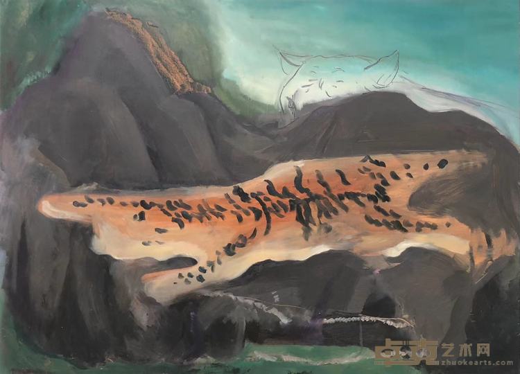 tiger skin" 80x100cm 木板油画 oil on board 2022  张淳波 Zhang Chunbo