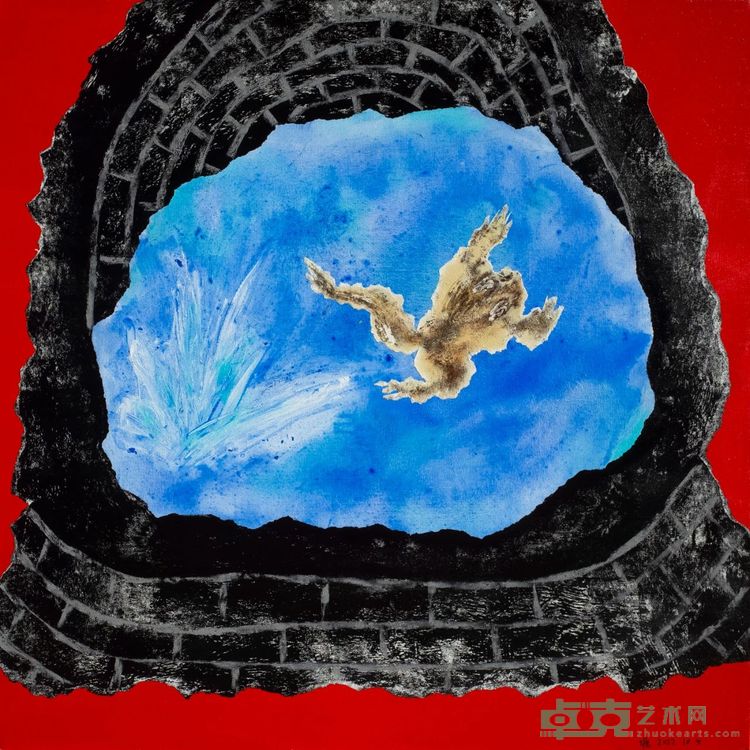 井底之蛙 2022 布面综合材料 100*100cm